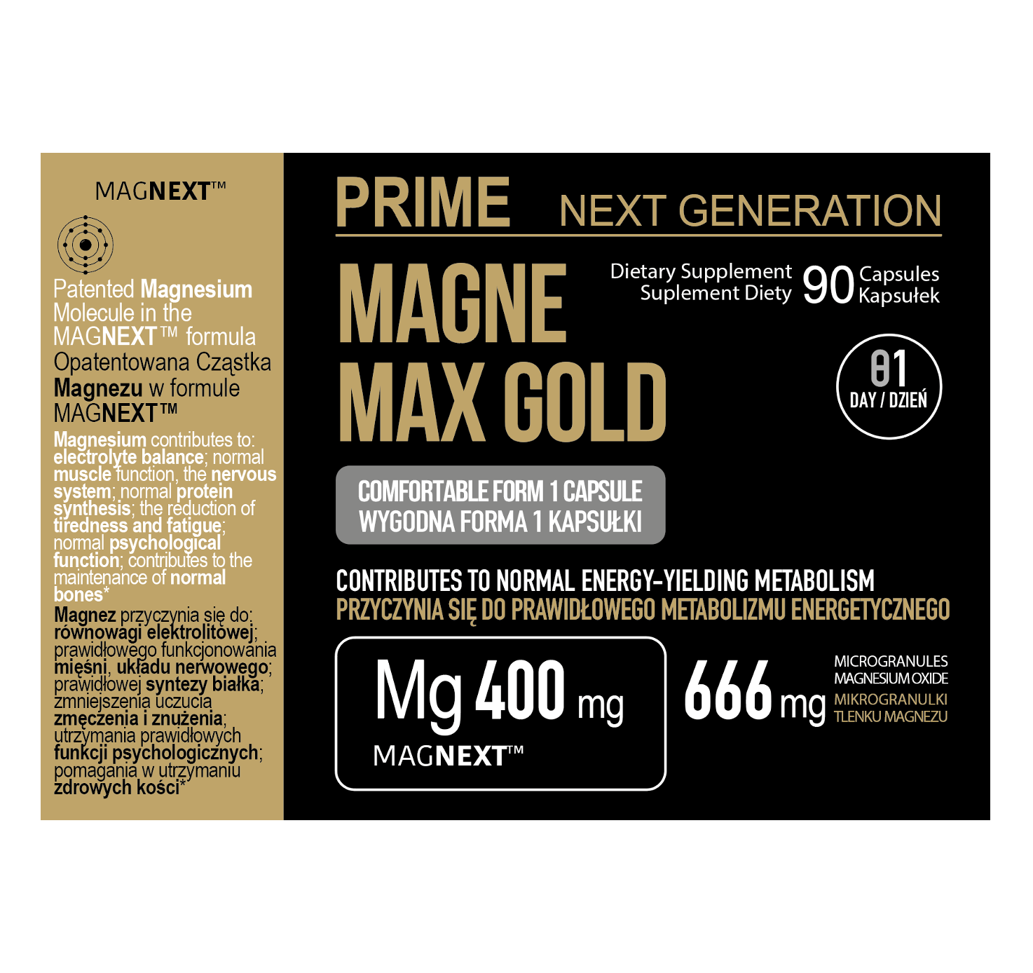 MAGNEZ 400 mg na zmęczenie, mięśnie i układ nerwowy | MAGNE MAX GOLD MAGNEXT™