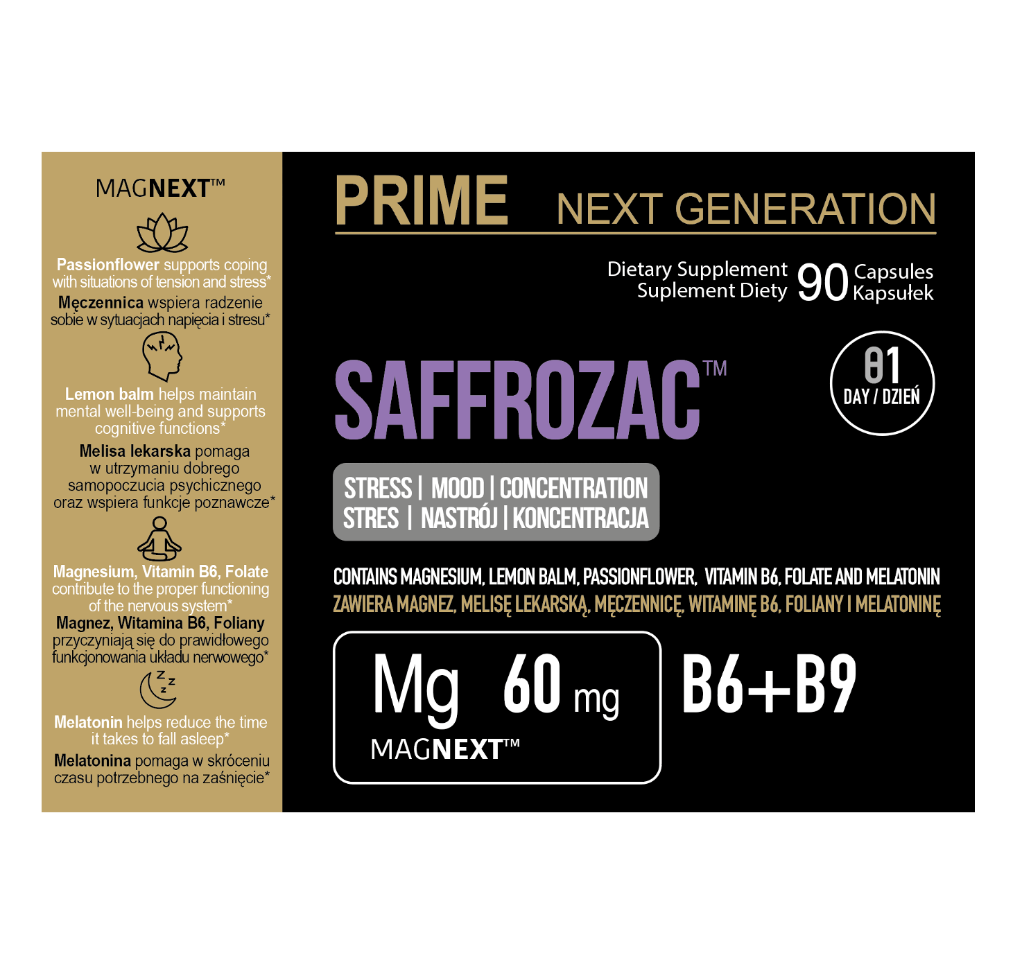 Kompleks wspierający stres, nastrój, sen i koncentrację z szafranem | SAFFROZAC™ | Szafran 15 mg, 90 kaps. 90 dni stosowania