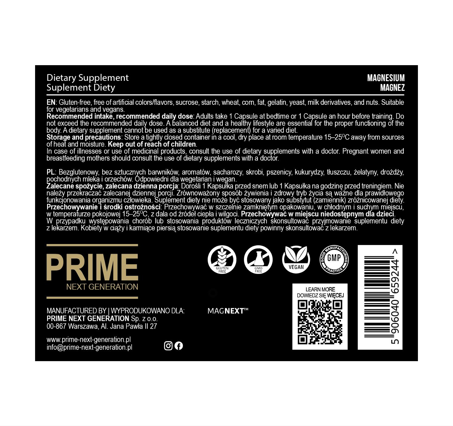 MAGNEZ 400 mg na zmęczenie, mięśnie i układ nerwowy | MAGNE MAX GOLD MAGNEXT™