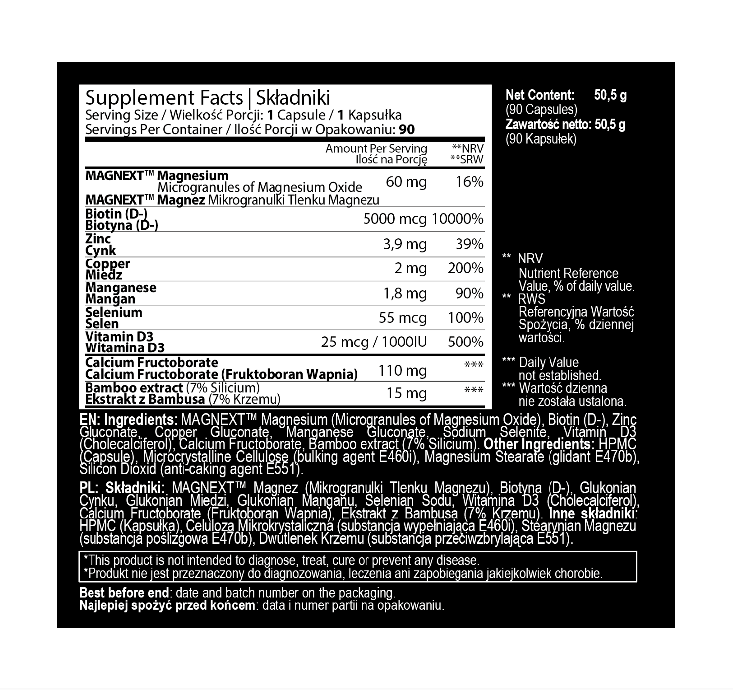 Biotyna 5000 mcg Beauty kompleks na włosy, skórę i paznokcie BEAÛTIN³™ | PREMIUM | 90 kaps. 90 dni stosowania