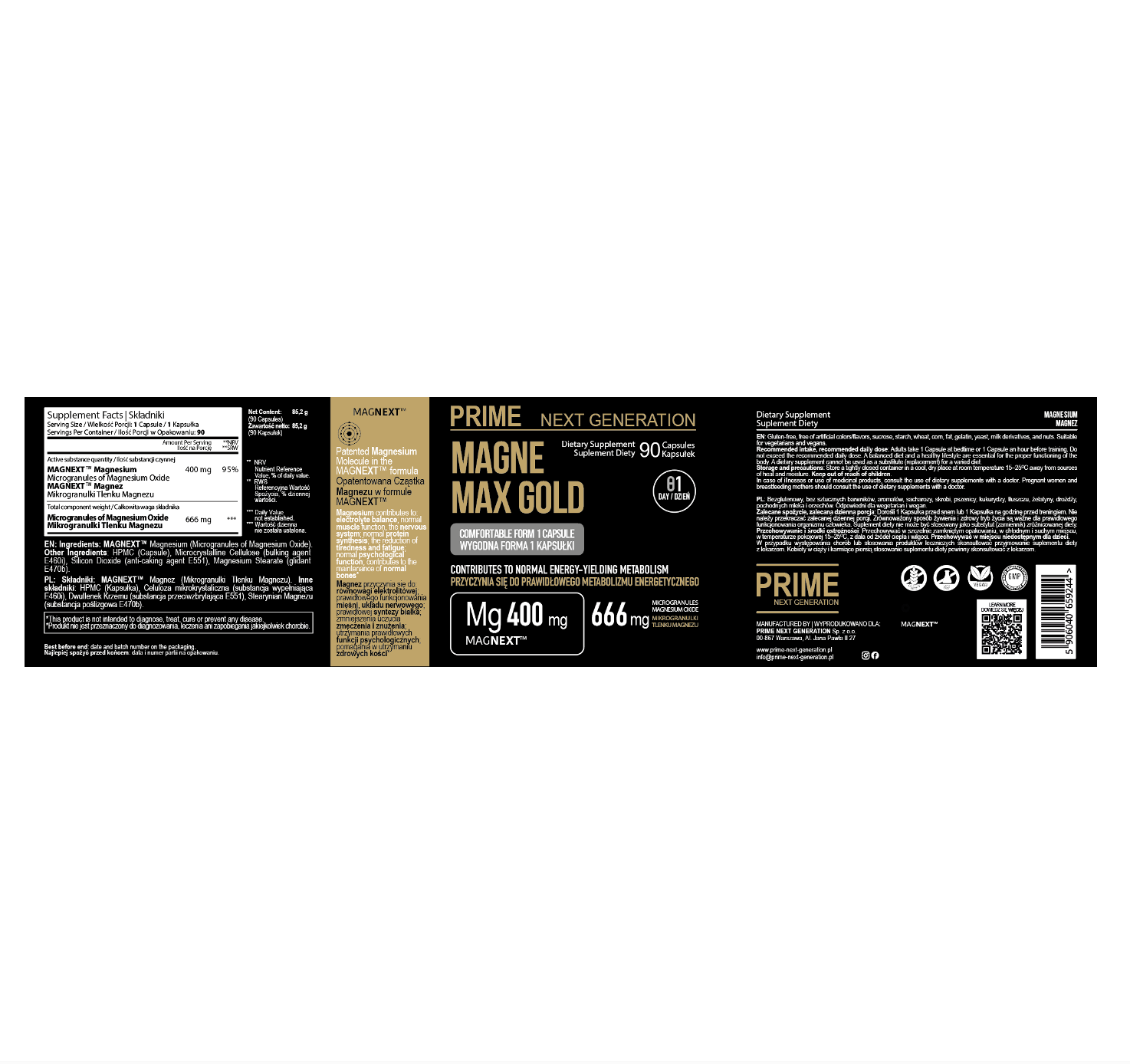 MAGNEZ 400 mg na zmęczenie, mięśnie i układ nerwowy | MAGNE MAX GOLD MAGNEXT™