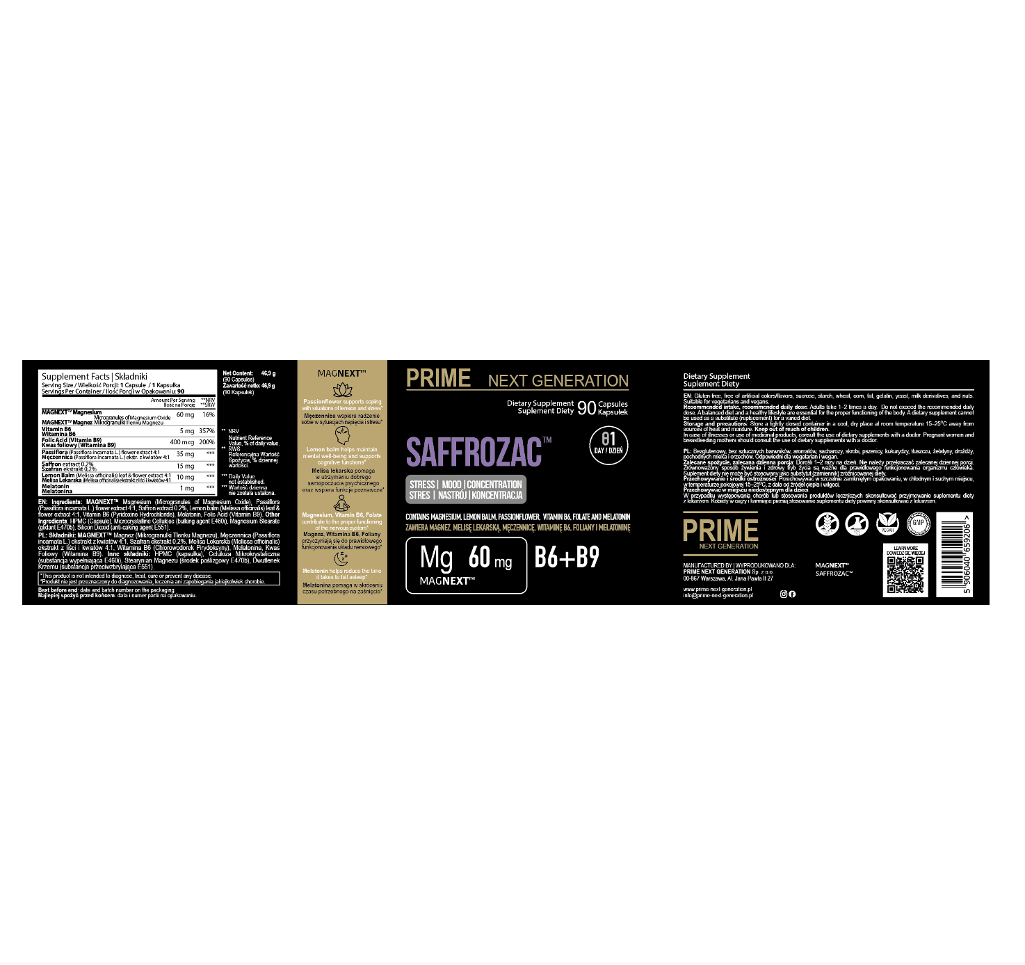 Kompleks wspierający stres, nastrój, sen i koncentrację z szafranem | SAFFROZAC™ | Szafran 15 mg, 90 kaps. 90 dni stosowania
