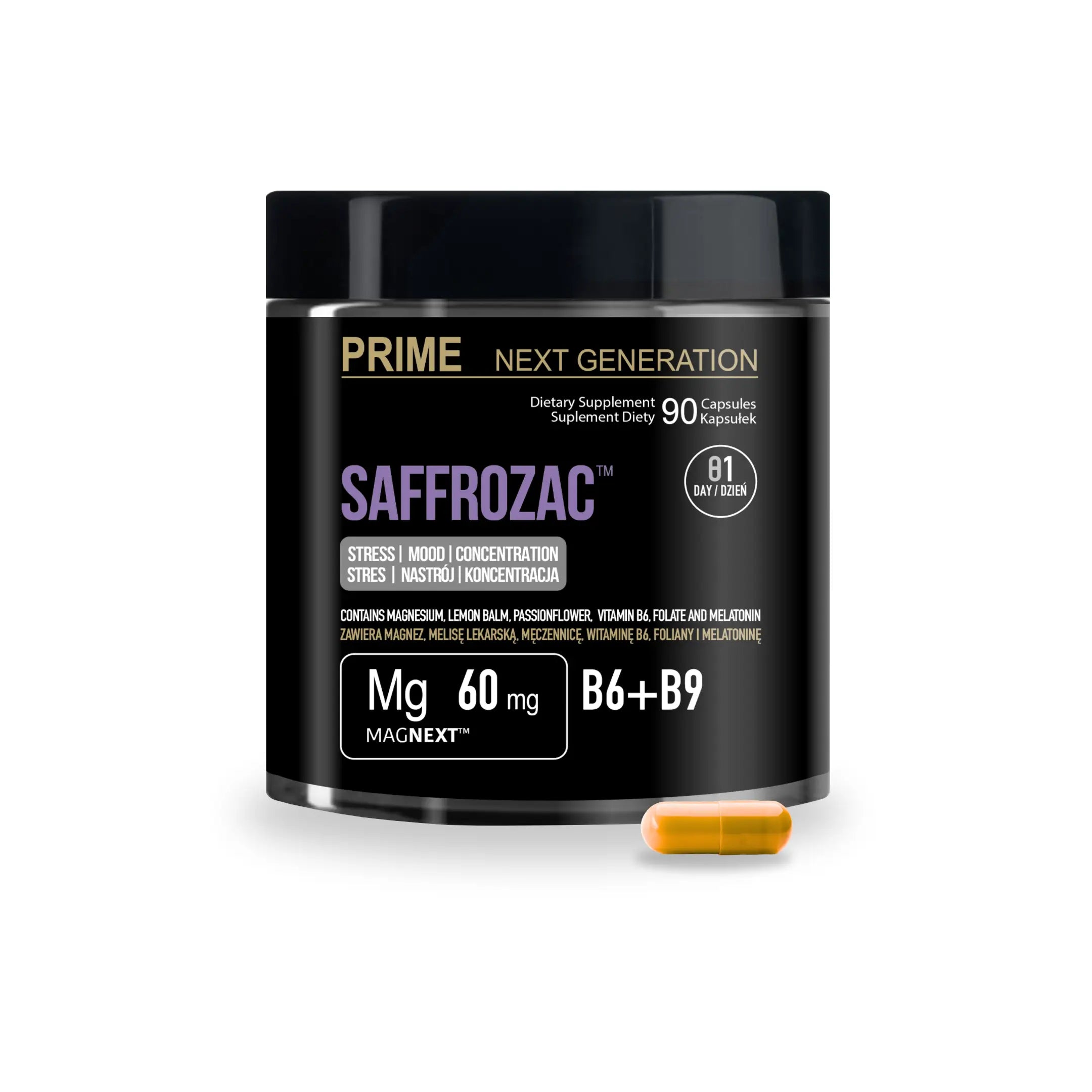 Kompleks wspierający stres, nastrój, sen i koncentrację z szafranem | SAFFROZAC™ | Szafran 15 mg, 90 kaps. 90 dni stosowania